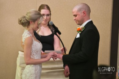 Bride and Groom at Greysolon Ballroom by Blackwoods in Duluth, MN.